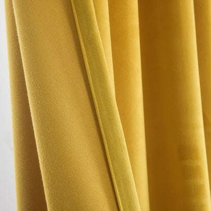 Roslynwood Luxury Soft Warm Yellow Velvet Curtains 84 inches Long Back Tab Thermal Insulated Blackout Window Drapes for Living Room/Bedroom/Dining Room, W52 x L84, 2 Panels