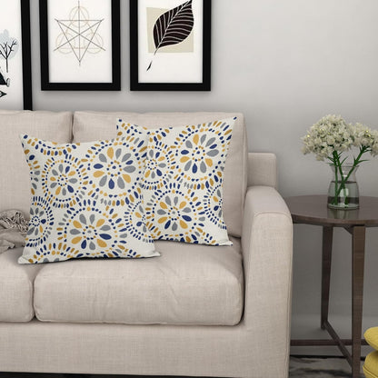 Blue and Yellow Throw Pillow Covers 18x18 Set of 2 Navy Yellow Grey Gray Boho Geometric Flower Pattern Print Decorative Pillowcases Farmhouse Outdoor Square Cushion Cases Decor for Sofa Bed Couch