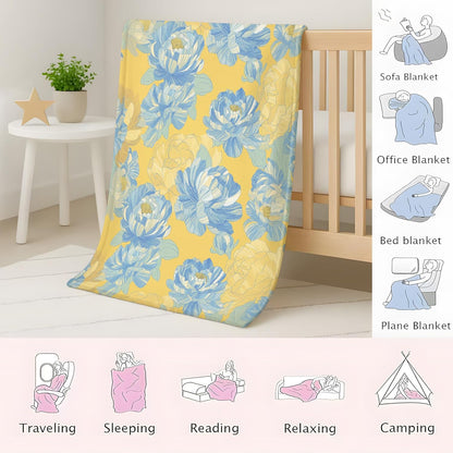 Oil Painting Blanket Cozy for Boys Girls Men Women Teens Adults, 50" x 70" Lemon Yellow Throw Blanket, Soft Cozy Lightweight Throw Plush Blankets