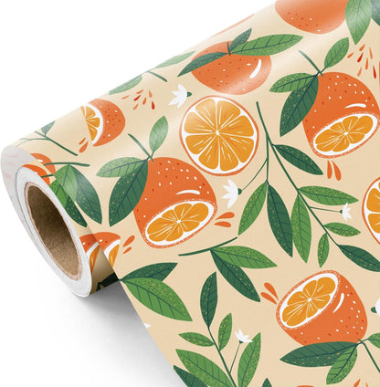 Lemon Wrapping Paper Roll - Mini Roll - 17 Inch x 9.8 Feet - Lemon and Leaves Design, Perfect for Birthday, Wedding, Bridal Shower