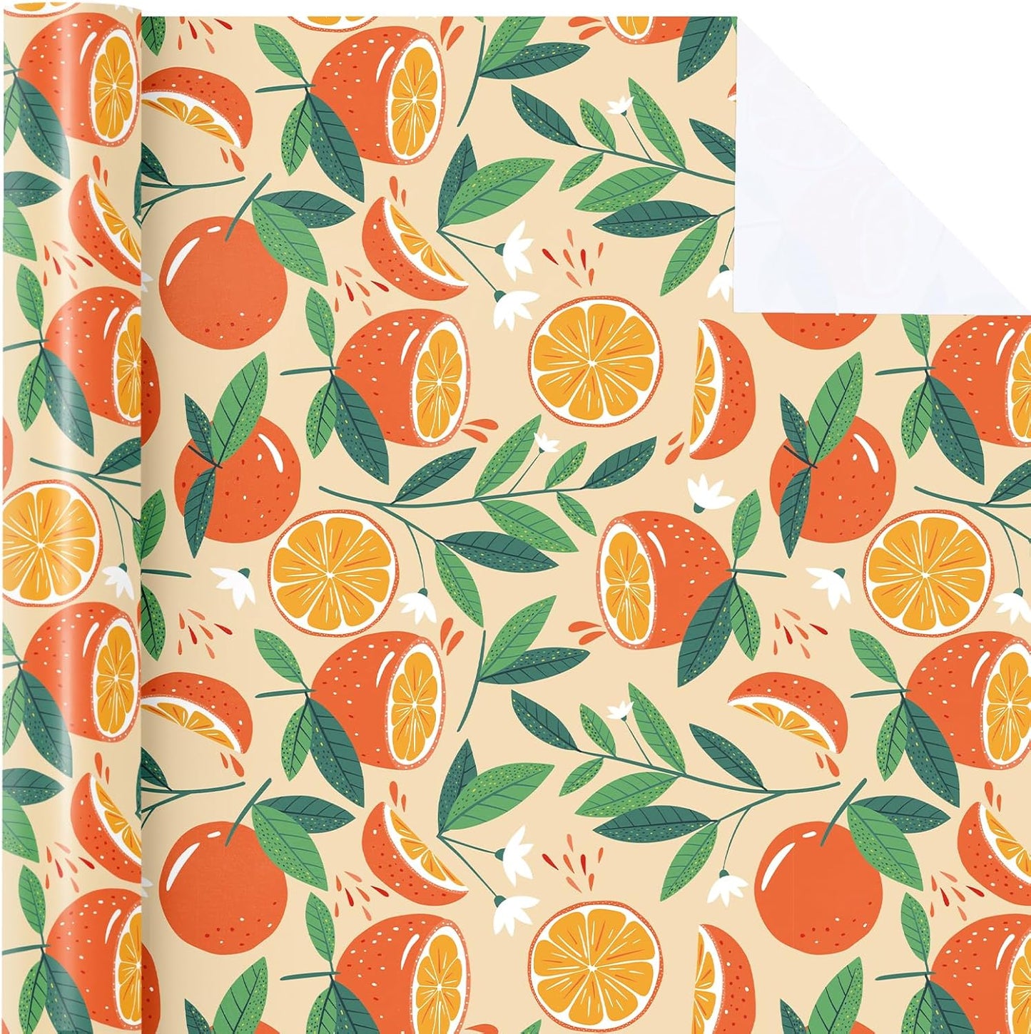 Lemon Wrapping Paper Roll - Mini Roll - 17 Inch x 9.8 Feet - Lemon and Leaves Design, Perfect for Birthday, Wedding, Bridal Shower