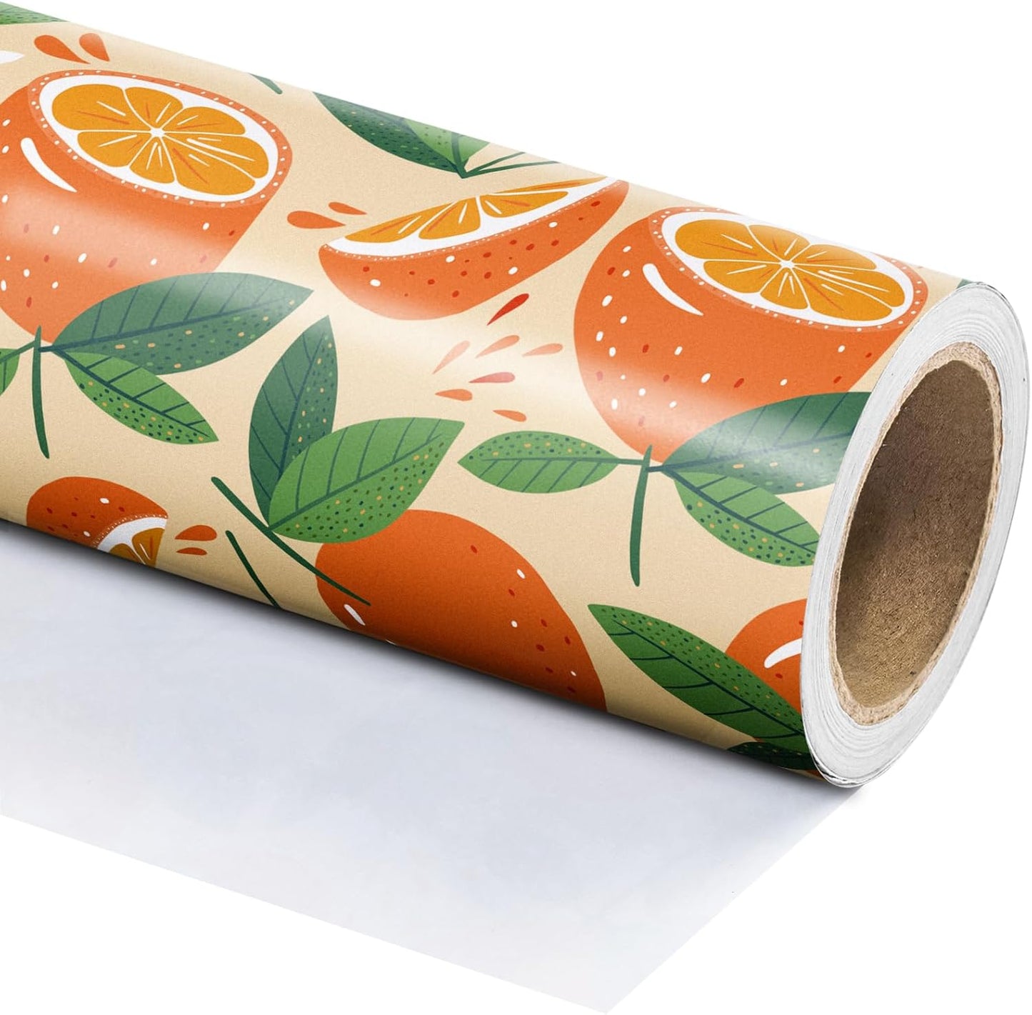 Lemon Wrapping Paper Roll - Mini Roll - 17 Inch x 9.8 Feet - Lemon and Leaves Design, Perfect for Birthday, Wedding, Bridal Shower
