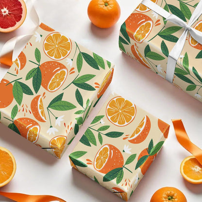 Lemon Wrapping Paper Roll - Mini Roll - 17 Inch x 9.8 Feet - Lemon and Leaves Design, Perfect for Birthday, Wedding, Bridal Shower