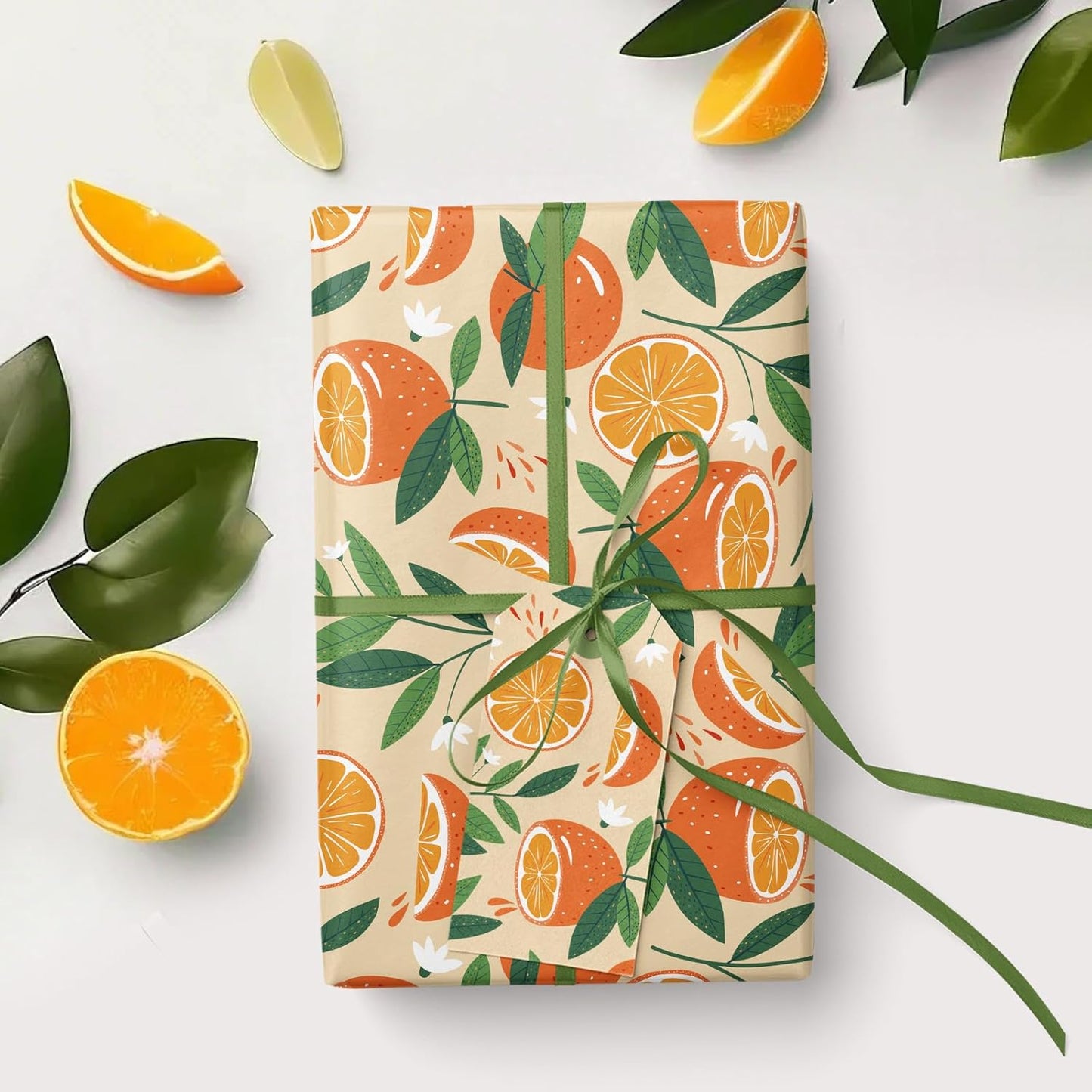 Lemon Wrapping Paper Roll - Mini Roll - 17 Inch x 9.8 Feet - Lemon and Leaves Design, Perfect for Birthday, Wedding, Bridal Shower