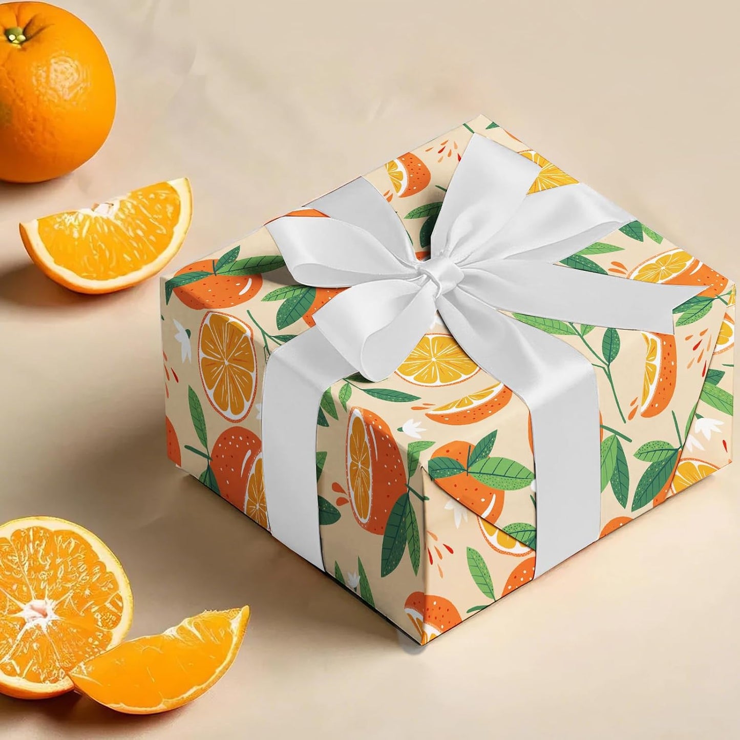 Lemon Wrapping Paper Roll - Mini Roll - 17 Inch x 9.8 Feet - Lemon and Leaves Design, Perfect for Birthday, Wedding, Bridal Shower