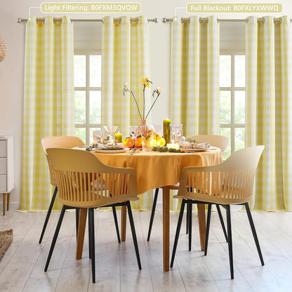 Amzdecor Buffalo Plaid Grommet Curtains 54 Inch Length, Semi-Sheer Gingham Checkered Textured Drapes Rustic Window Treatment for Living Room Bedroom Farmhouse,2 Panels （40" x 54",Yellow & White）