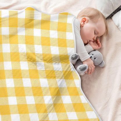 Yellow Gingham Cotton Baby Blanket 30" x 40" Warm Soft Breathable Muslin Swaddle Blankets for Toddler Boys Girls Nursery Receiving Wraps