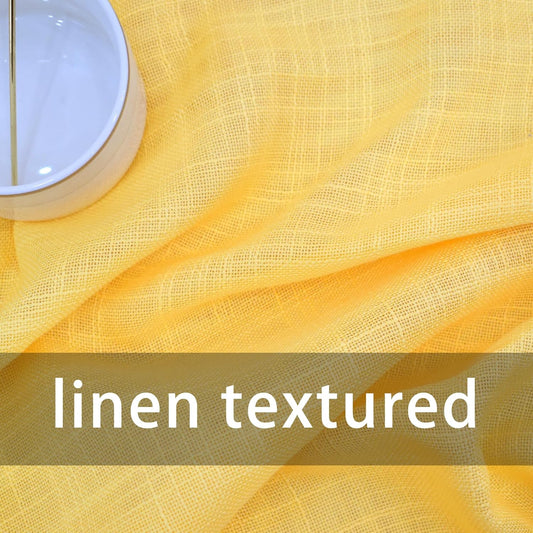 UPOPO Yellow Valance for Windows 16 inch Sheer Linen Textured Short Small Mini Curtains Topper Open Weave Farmhouse Vintage Living Room Bedroom Door Kitchen Bathroom 1 Panel Rod Pocket 52"x16"