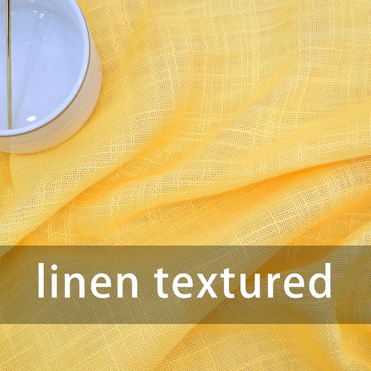 UPOPO Yellow Sheer Valance for Windows 16 inch Linen Textured Open Weave Short Small Mini Curtains Topper Farmhouse Vintage Living Room Bedroom Door Kitchen Bathroom 1 Panel Grommet Top 52"x16"