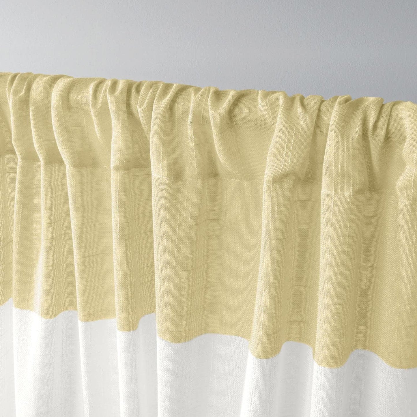 Exclusive Home Darma Sheer Linen Rod Pocket Curtain Panel Pair, 50"x96", Yellow
