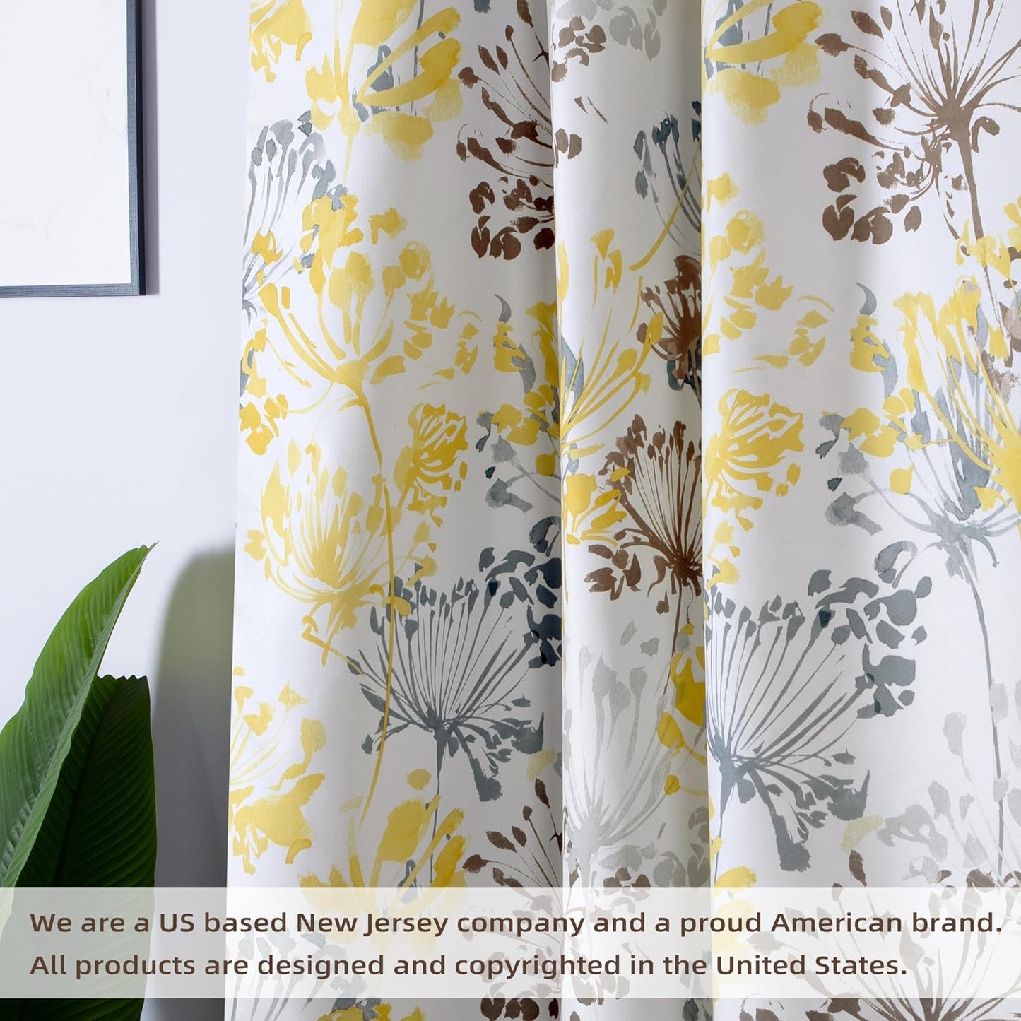 DriftAway Acacia Floral Blossom Watercolor Printed Room Darkening Thermal Insulated Window Curtain Valance Rod Pocket Single 52 Inch by 14 Inch Plus 2 Inch Header Yellow