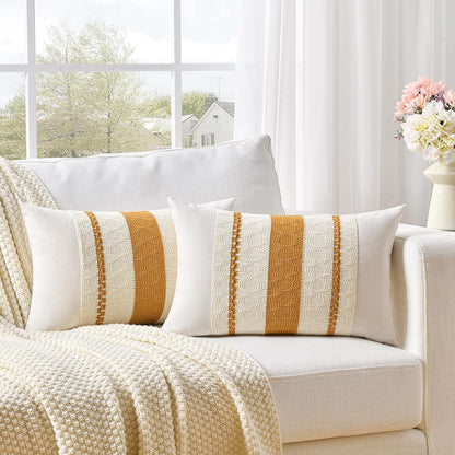 Fancy Homi Set of 1 Mustard Yellow Fall Lumbar Decorative Throw Pillow Cover 12x20 Inch for Couch Bed Sofa, Autumn Halloween Thanksgiving Home Decor, Soft Cotton Cushion Case, Women Teen Girls Gift