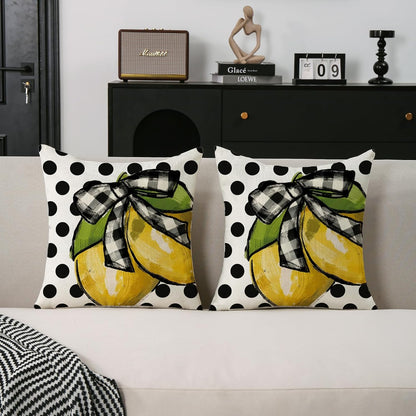 TAJWE Summer Lemon Pillow Covers 18x18 Set of 2 Farmhouse Dots Outdoor Decorative Cushion Cases for Sofa Couch Home Decorations