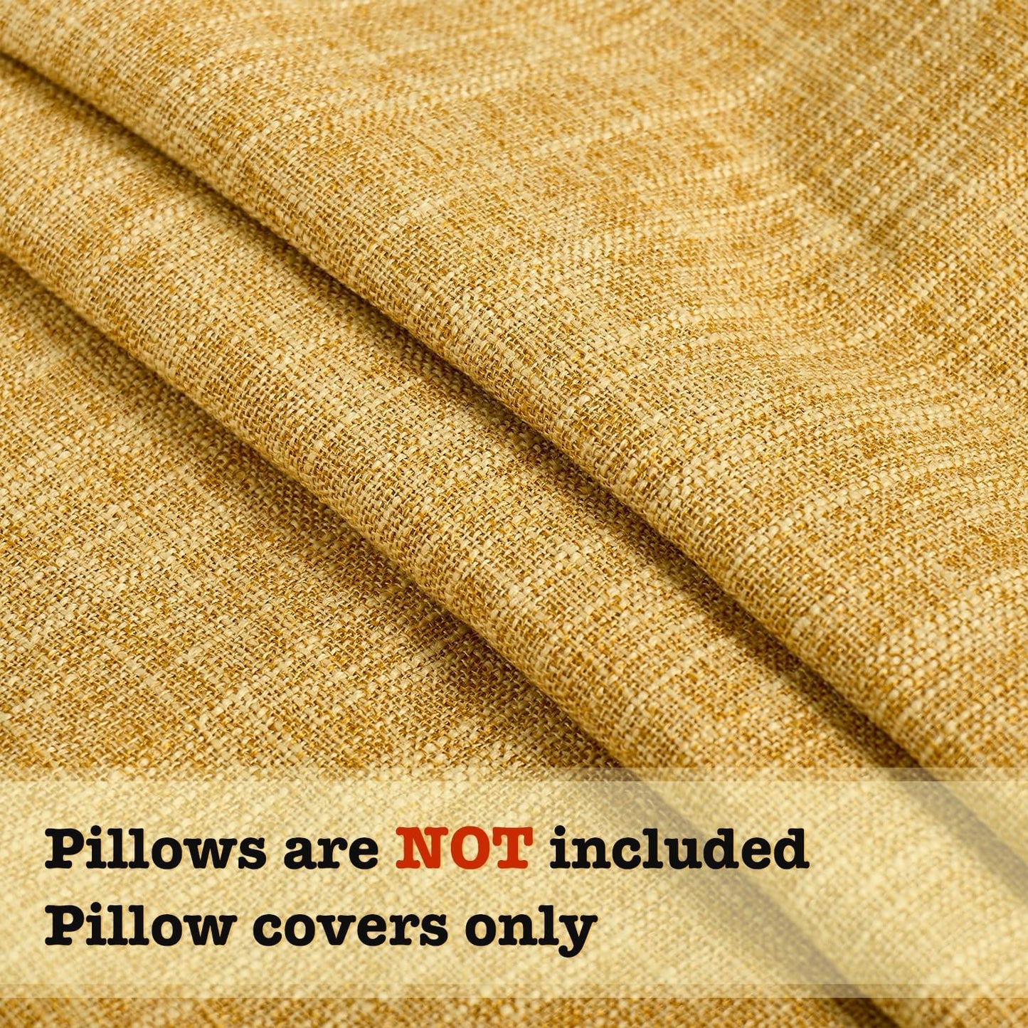 Mustard Yellow Faux Linen Decorative Throw Pillow Covers 18x18 Inch Set of 2 Boho Farmhouse Pillowcases with Tassels Rustic Woven Textured Burlap Cushion Cases for Sofa Bed Living Room Home Decor