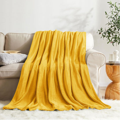 KMUSET Fleece Blanket Honey Yellow Lightweight Super Soft Cozy Fuzzy Bed Blankets Microfiber Factory Shop