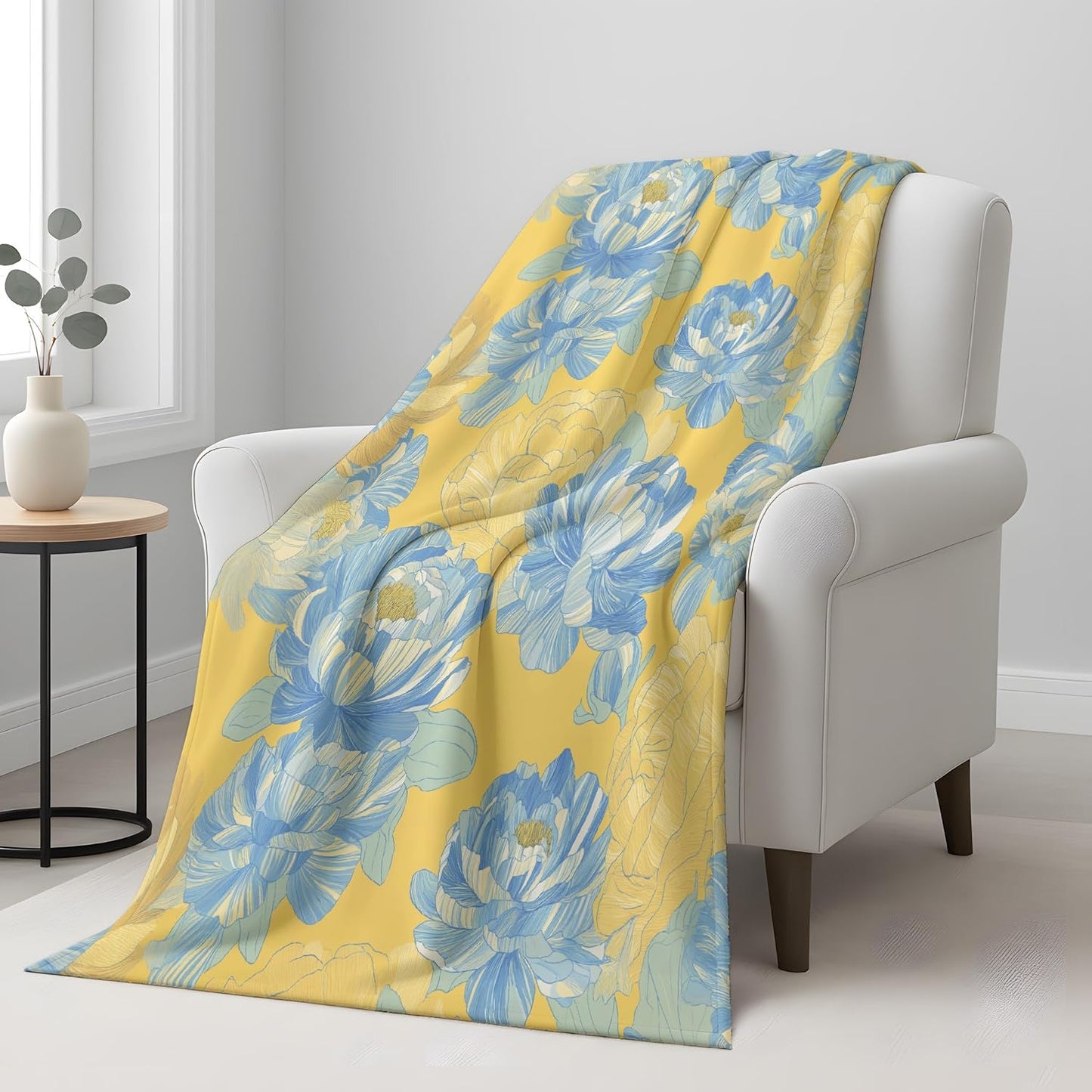 Oil Painting Blanket Cozy for Boys Girls Men Women Teens Adults, 50" x 70" Lemon Yellow Throw Blanket, Soft Cozy Lightweight Throw Plush Blankets