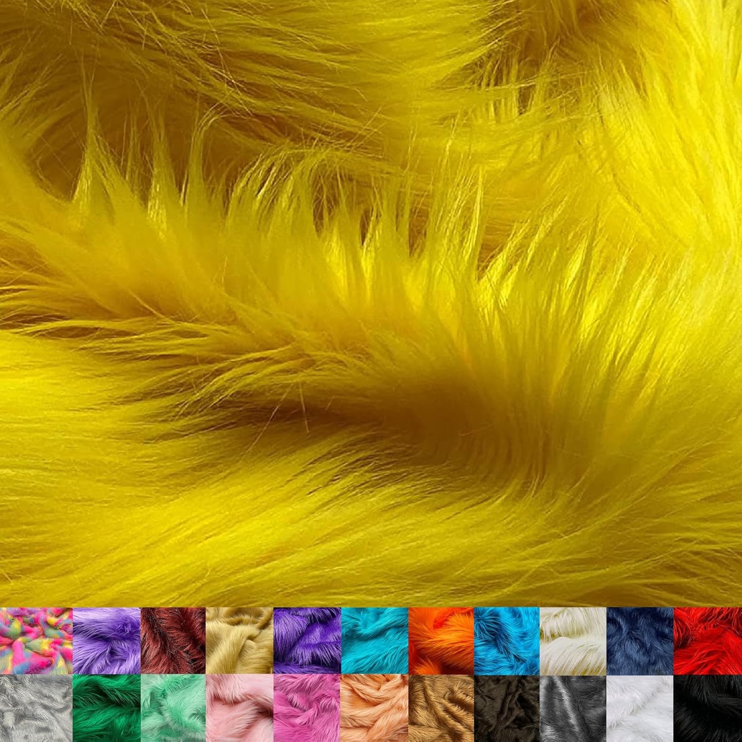 Ice Fabrics Faux Fur Fabric by The Yard - 60 Inches Wide Super Soft and Fluffy Shaggy Mohair Fur Fabric for Costumes, Apparel, Rugs, Pillows, Decorations and More - Yellow - Half Yard
