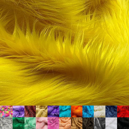 Ice Fabrics Faux Fur Fabric by The Yard - 60 Inches Wide Super Soft and Fluffy Shaggy Mohair Fur Fabric for Costumes, Apparel, Rugs, Pillows, Decorations and More - Yellow - Half Yard