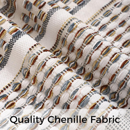Boho Outdoor Throw Pillow Covers 18x18 Set of 2 Farmhouse Decorative Cushion Case Striped Square Pillow Cover Chenille Pattern Pillow Cases Accent Neutral Pillowcase,Rust Blue and Yellow