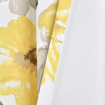 Lush Decor Leah Room Darkening Window Curtain Panel Pair, 84 inch x 52 inch, Yellow/Gray, Set of 2