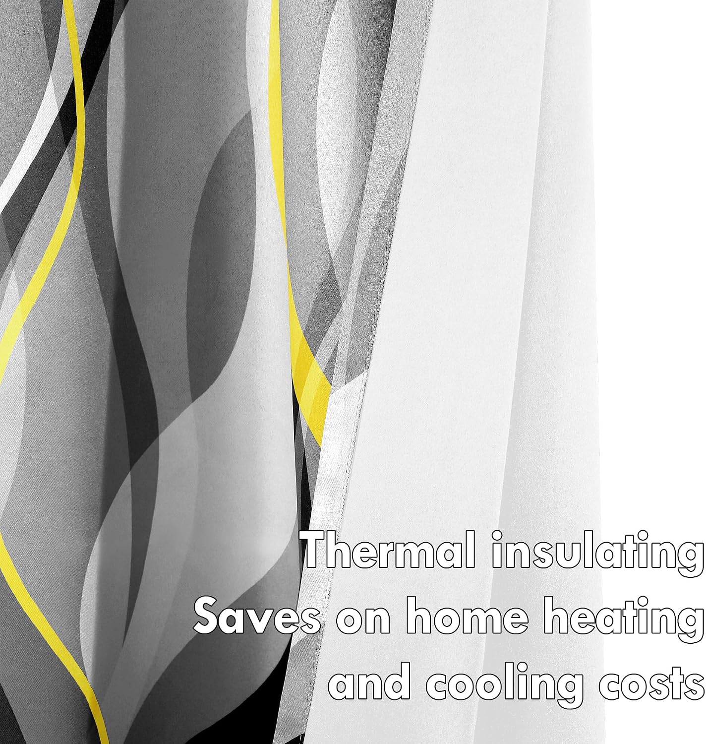 weesire Yellow and Grey Curtains Modern Striped Decorative 50% Light Blocking Darkening Grommet Yellow Curtain for Living Room Villa, Bedroom Gray and White 2 Panels Set, 52x84 Inches