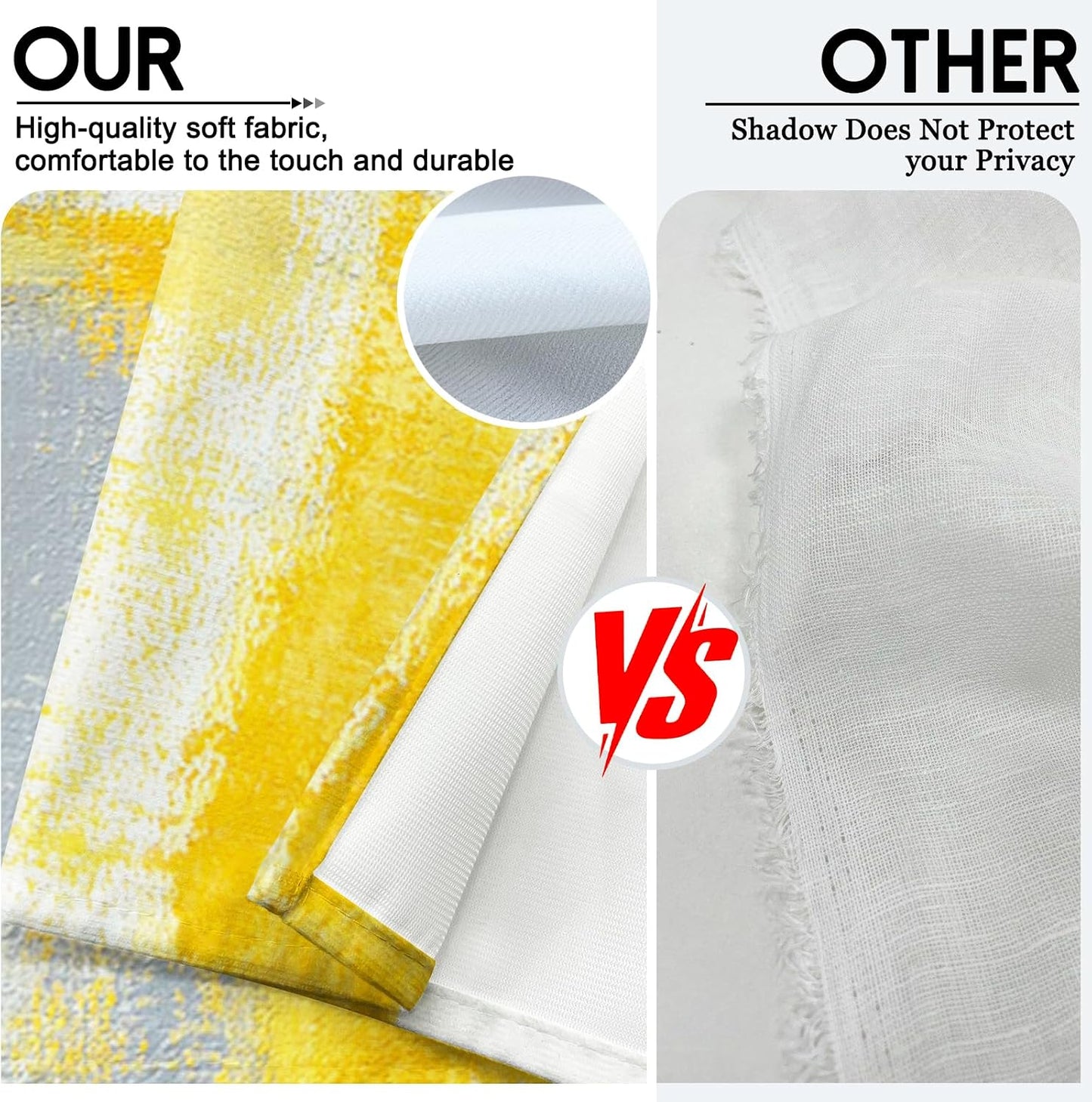 Lnond Yellow Grey Kitchen Curtains and Valances Set,52x36 Inch Semi-Sheer Rod Pocket Kitchen Curtain Valance and Tiers Set, 3 Pcs Abstract Art Kitchen Decor Small Cafe Curtains Bathroom Curtain