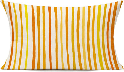 All Smiles Outdoor Yellow Throw Pillow Covers for Patio Bench Garden Porch Sunbrella Furnitures Sage Lines Stripes Cushion Cases Decorative 12x20 Set of 2 for Sofa Couch