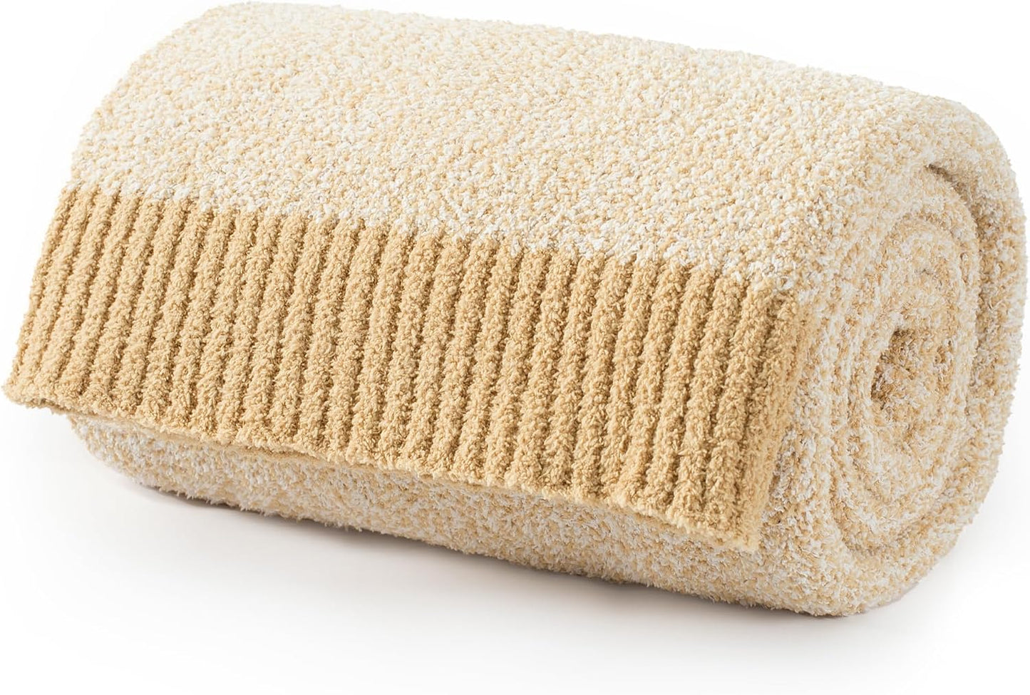 Carriediosa Heather Throw Blanket 50" X 60", 400GSM Ultra Soft Microfiber Fuzzy Fluffy Reversible Knitted Blankets Cozy Plush Lightweight and Warm Fall Throws for Couch, Bed, Sofa, Yolk Yellow