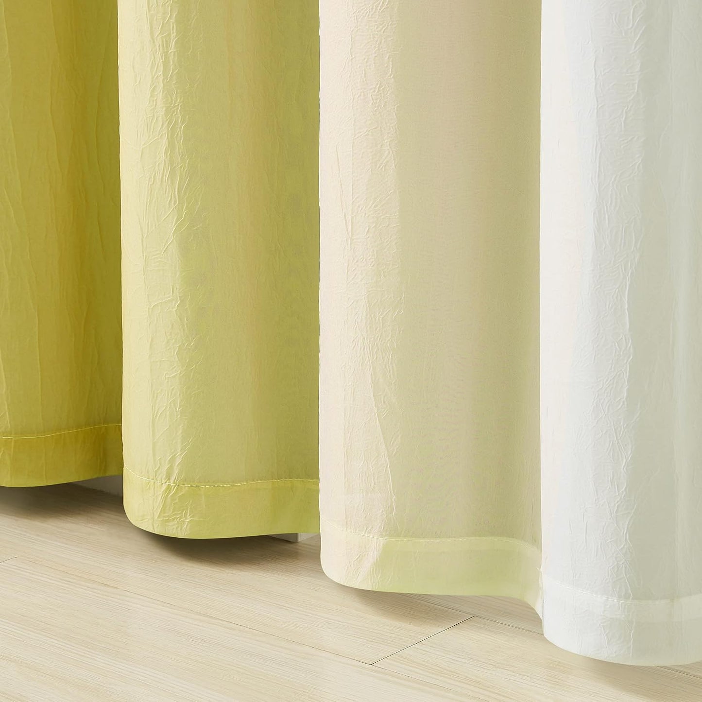 Yellow Blackout Curtains with Ombre Sheers Overlay 84 Inch Long for Living Room Bedroom Decor, Mix and Match Double Layer 90% Blackout Window Drapes for Girls Room, Grommet Top, 52"W, 4 Panels