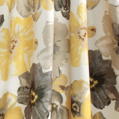 Lush Decor Leah Room Darkening Window Curtain Panel Pair, 84 inch x 52 inch, Yellow/Gray, Set of 2