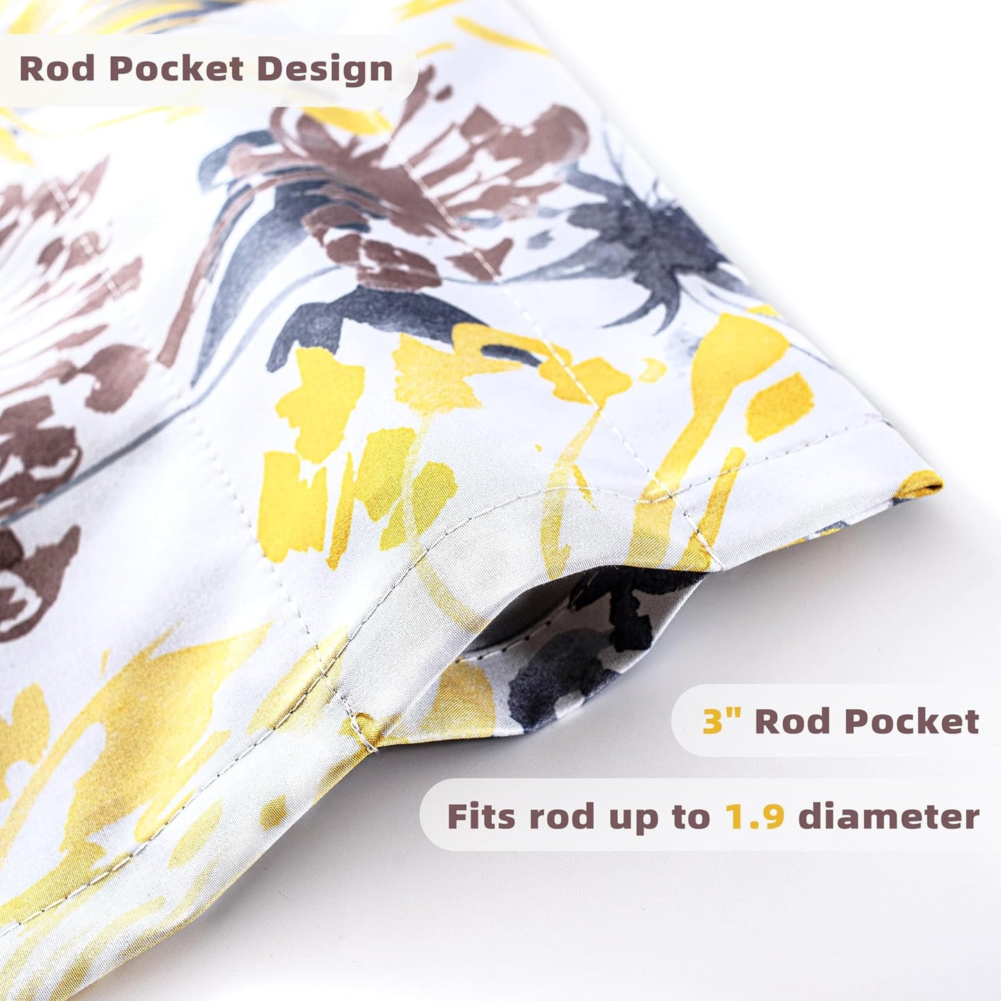 DriftAway Acacia Floral Blossom Watercolor Printed Room Darkening Thermal Insulated Window Curtain Valance Rod Pocket Single 52 Inch by 14 Inch Plus 2 Inch Header Yellow