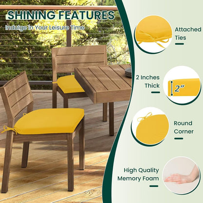 HARBOREST Outdoor Chair Cushions Set of 4, Water Resistant Patio Chair Cushions with Ties, Outdoor Seat Cushions for Patio Furniture, 17"x16"x2", Yellow