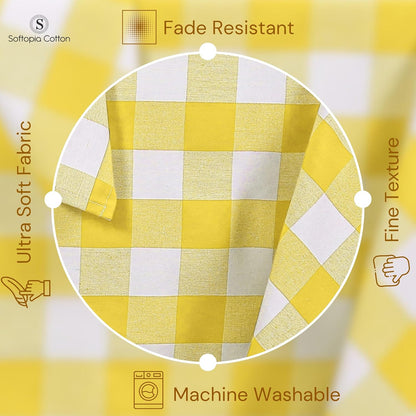 Buffalo Check Farmhouse Window Curtain Set, Valance 54x18 with Tier Curtains 26x36, 3 Piece Rod Pocket Curtains for Kitchen, Dining, Bathroom, Café Décor, Lemon Yellow