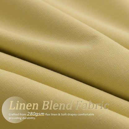 Jowels Yellow Linen Blackout Curtains 84 Length 2 Panels Set for Living Room Bedroom, 100% Black Out Thermal Insulated Linen Drapes, Room Darkening Grommet Curtains 84 Inches Long, Yellow