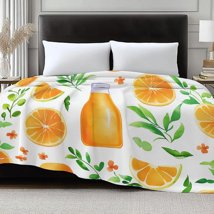 Plant-Based Lemon Bottle Super Soft Fluffy Fleece Throw Blanket Non-Shedding, Cozy Blanket for Couch, Sofa or Bed – Ideal for Adults & Kids Room Décor Gift, Yellow-Green, 87" x 94"