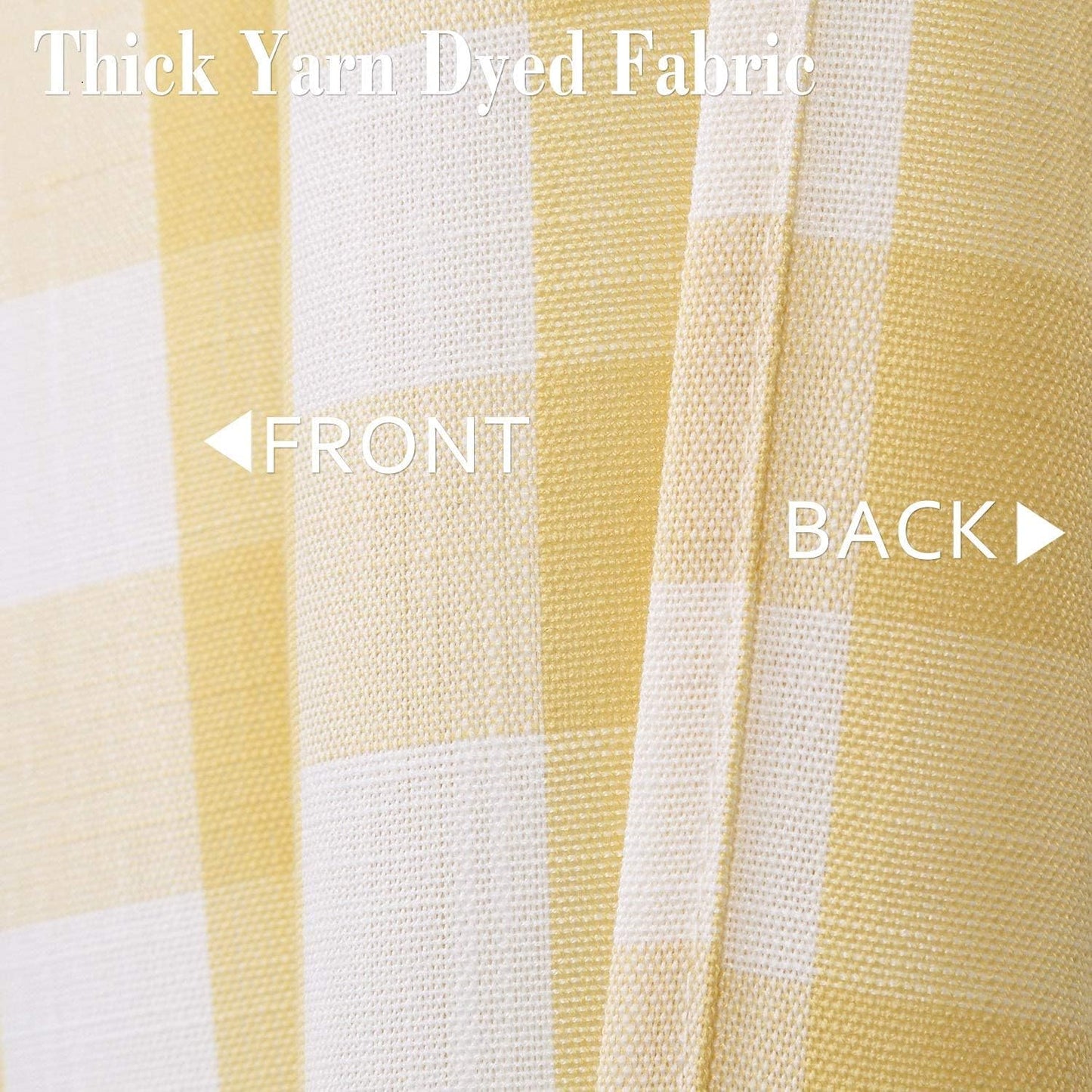 Yellow Buffalo Plaid Cafe Curtains Farmhouse Tiers Kitchen Curtain 24 Inches Long, Gingham Check Rod Pocket Half Window Short Drapes for Kitchens Bathroom, 28" x 24", Yellow/White, Set of 2