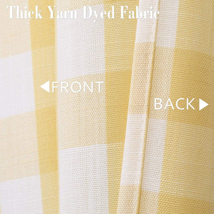 Yellow Buffalo Plaid Cafe Curtains Farmhouse Tiers Kitchen Curtain 24 Inches Long, Gingham Check Rod Pocket Half Window Short Drapes for Kitchens Bathroom, 28" x 24", Yellow/White, Set of 2