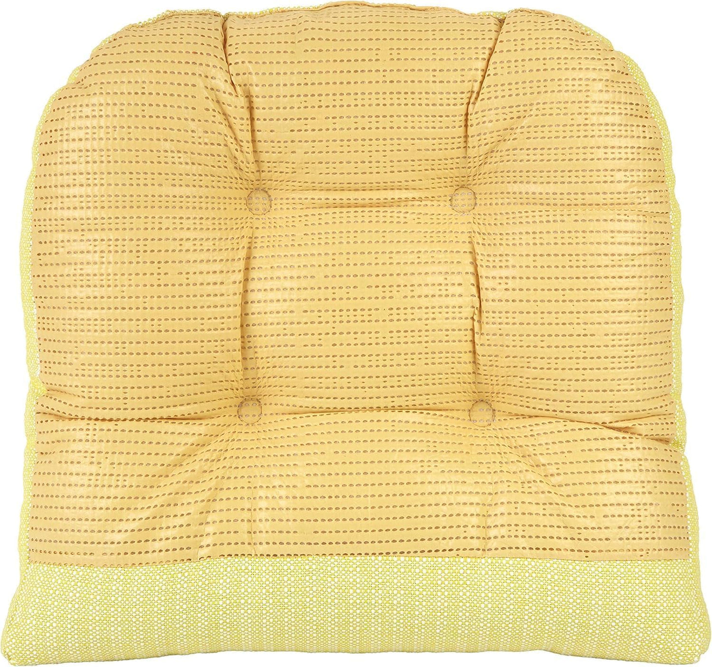 Klear Vu Gripper Overstuffed Universal Non-Slip Dining Chair Cushions for Kitchen Decor or Office Use, U-Shaped Skid-Proof Seat Pad, 17x17 Inches, 2 Count (Pack of 1), Solid Yellow