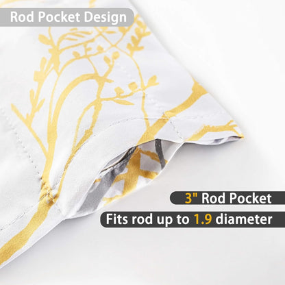 DriftAway Tree Branch Lined Valance Double Layer Blackout Thermal Insulated Abstract Ink Printing Window Curtain Valance Rod Pocket 52 Inch by 14 Inch Plus 2 Inch Header Yellow 1 Pack