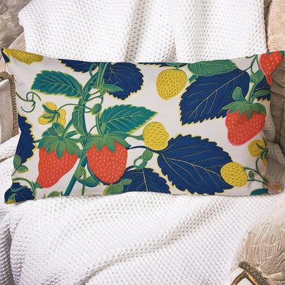 Chinoiserie Throw Pillow Case Summer Cherry Lemon Citrus Garden Rectangle Lumbar Pillow Case Traditional Decorative Pillow Home Cotton Linen 12x16 Boho Cushion Cover for Couch Sofa Car