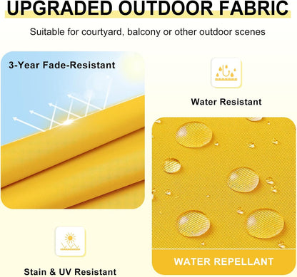 downluxe Outdoor Chair Cushions Set of 2 for Patio Furniture, Water-Resistant Patio Chair Cushions with Ties, High Density Foam Outdoor Seat Cushion, 17" X 16" X 2", Yellow