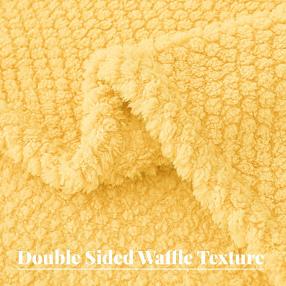 Whale Flotilla Extra Large Fuzzy Fleece Throw Blanket for Couch, 50x70 Inch Fluffy Soft Jacquard Blankets for All Season, Lightweight and Cozy, Yellow