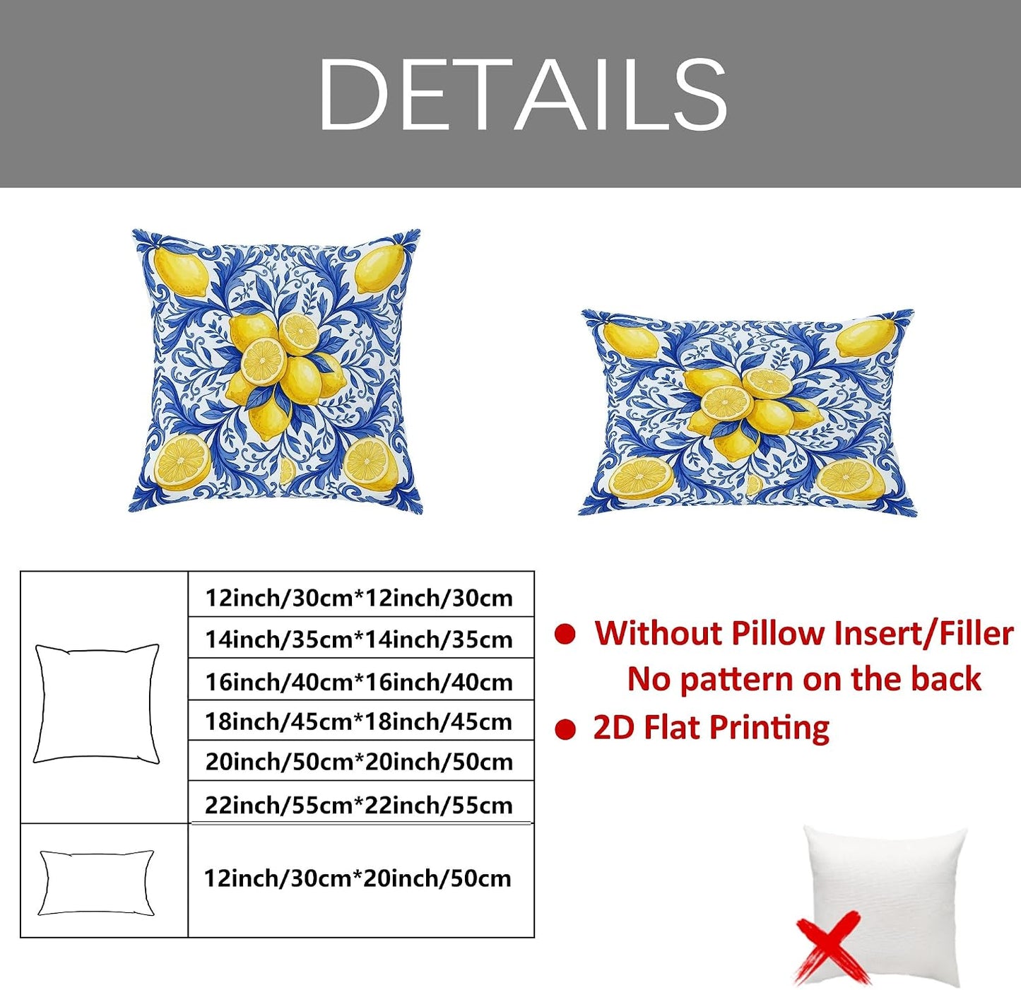 Lemon Throw Pillow Covers Set of 2, Mediterranean Traditional Leaf Flower Summer Yellow Soft Velvet Washable Cushion Covers Pillow for Living Room Bed Office Sofa Chair Decor 20x12 Inch