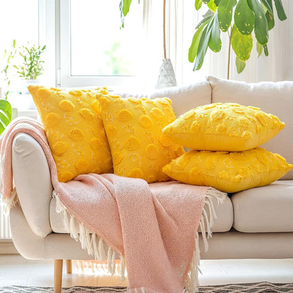 Novabright Set of 2 Decorative Yellow Pillow Covers 18 X18 Cute Lemon Faux Fur Throw Case Soft Plush Aesthetic Pillow Covers for Holiday Gift Sofa Couch Living Room Decor