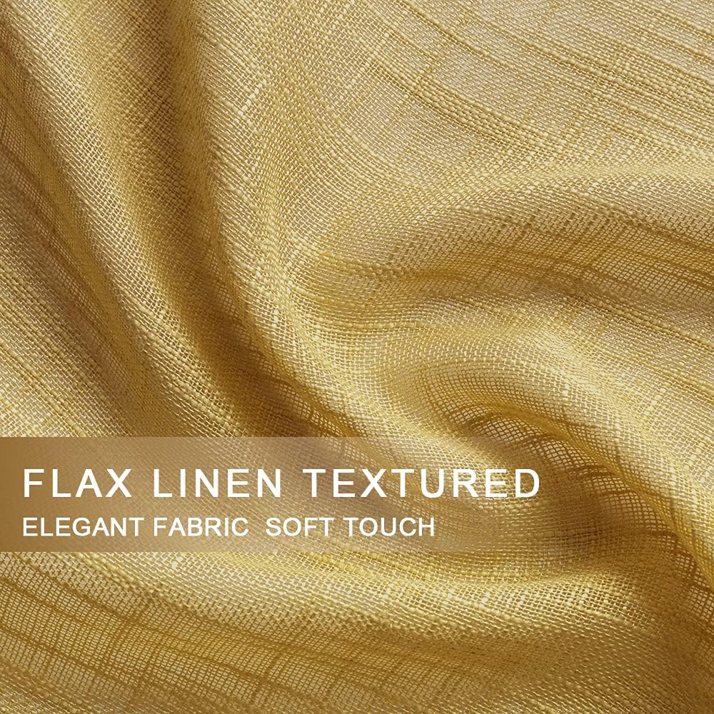 XTMYI Mustard Gold Yellow Curtains for Spring Bedroom Small Window 2 Panels Rod Pocket Semi Sheer Cafe Fall Curtains for Kitchen Bathroom Living Room 24 Inch Length