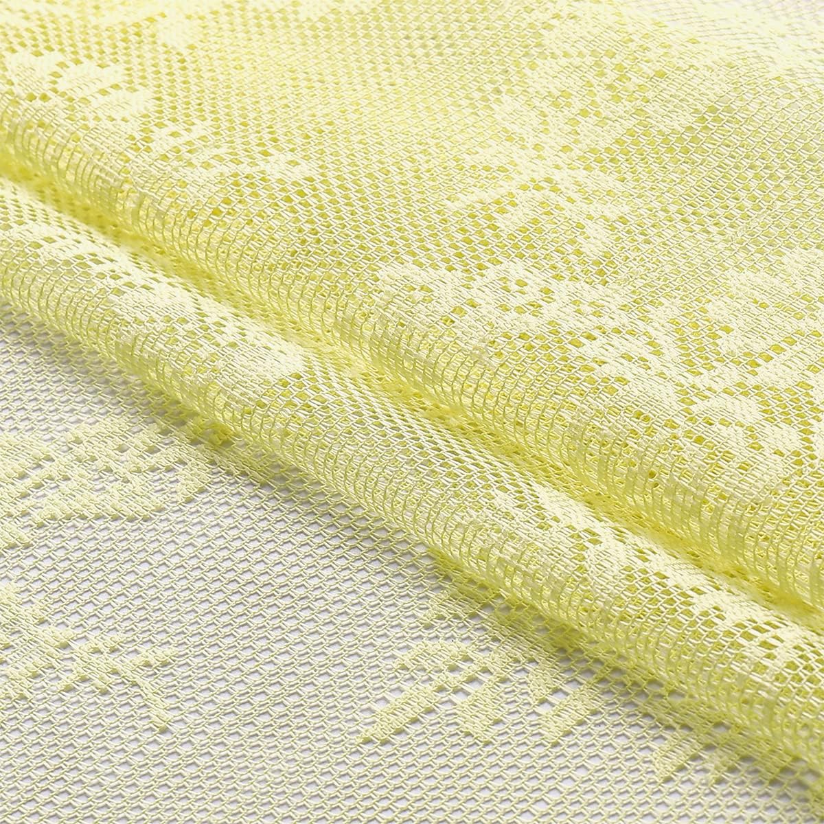 Yellow Lace Curtains for Bedroom 84 Inches Long Elegant French Rose Embroidered Sheer Curtain Panels Durable Floral Lace Fabric Grommet Window Treatment Drapes for Living Room, 55" w 2 Panels
