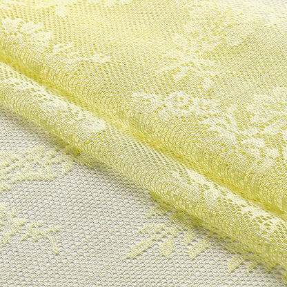 Yellow Lace Curtains for Bedroom 84 Inches Long Elegant French Rose Embroidered Sheer Curtain Panels Durable Floral Lace Fabric Grommet Window Treatment Drapes for Living Room, 55" w 2 Panels