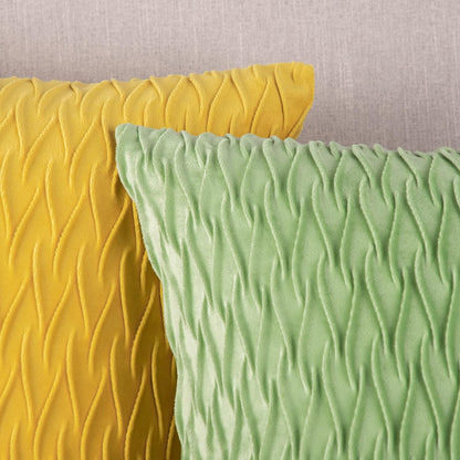 MADIZZ Set of 2 Super Soft Velvet Decorative Throw Pillow Covers 18x18 inch Lemon Yellow Square with Texture Luxury Style Cushion Case Pillow Shell for Sofa Bedroom