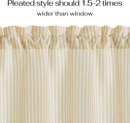 NICETOWN Striped Window Valances White and Paler Yellow Farmhouse Design Window Treatment Decor Curtains Rod Pocket Valances for Kitchen/Living Room W52 x L18, 1 Panel
