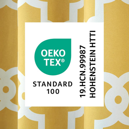 TOWN & COUNTRY EVERYDAY Ironwork Geo Trellis Sateen Indoor Curtains, Room Darkening Blackout, Grommet Top, Energy Efficient, 2-Pack Set, 52"x63", Sundress Yellow